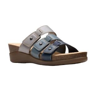 Clarks Caleb Lilly Women’s Blue and Gray Slide Sandals - 9 - NWOB